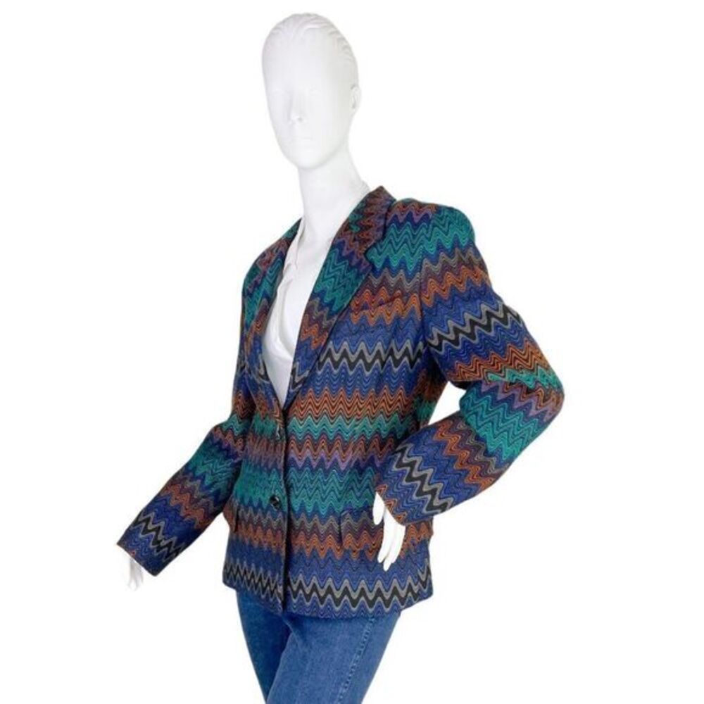Missoni Blazer in Blue & Brown Women’s Size 12 Chevron Zig-Zag Jacket